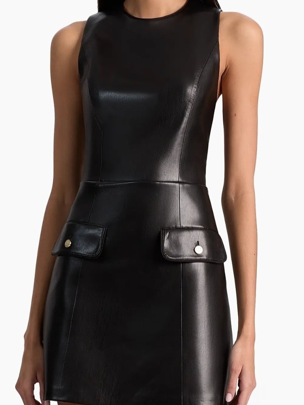 Alice + Olivia Black Faux Leather Marcella A-Line Mini Dress Womens Size 4 NWT - Picture 3 of 13